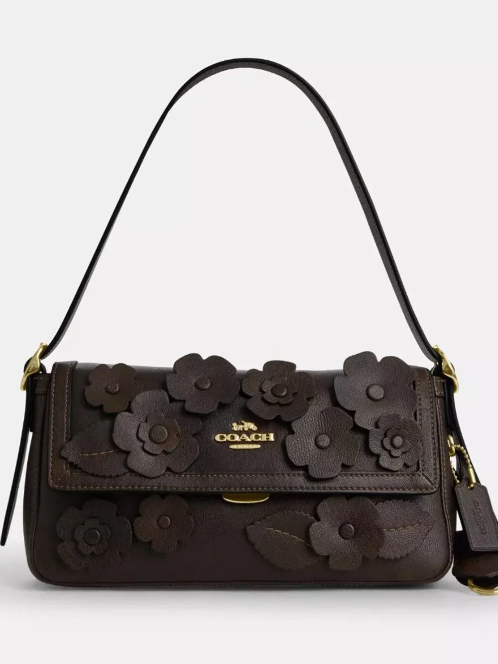 Coach CDY43 Etta Small Flap Shoulder Bag With Floral Applique Maple *SEALED*